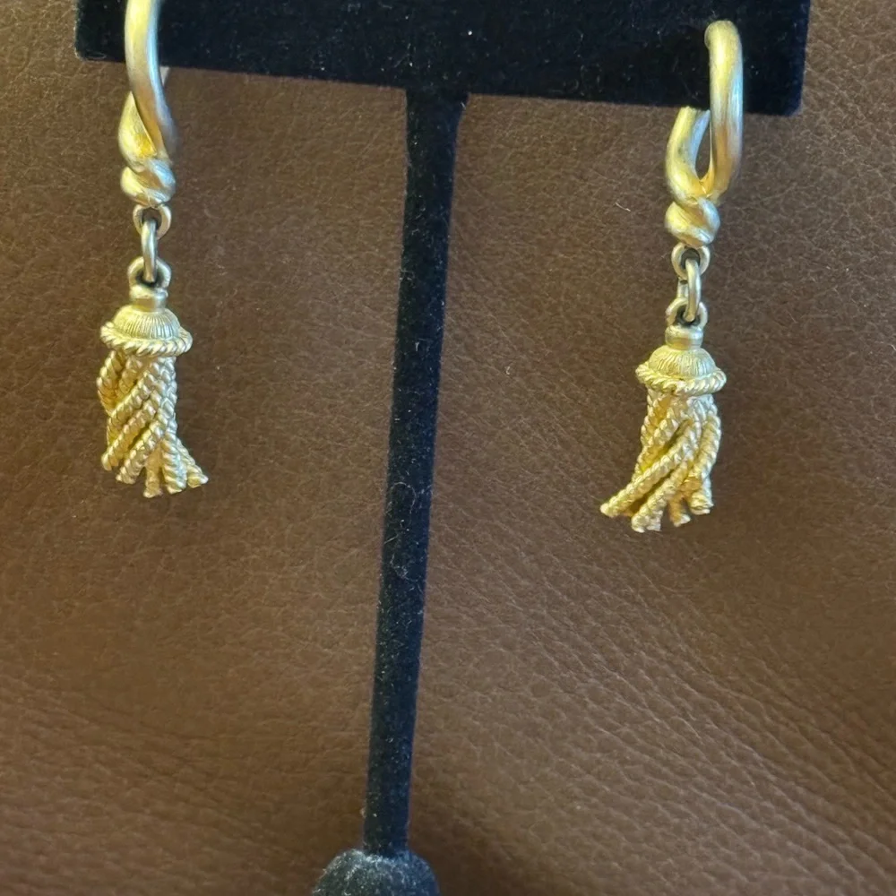 Gold tone rope tassel earrings